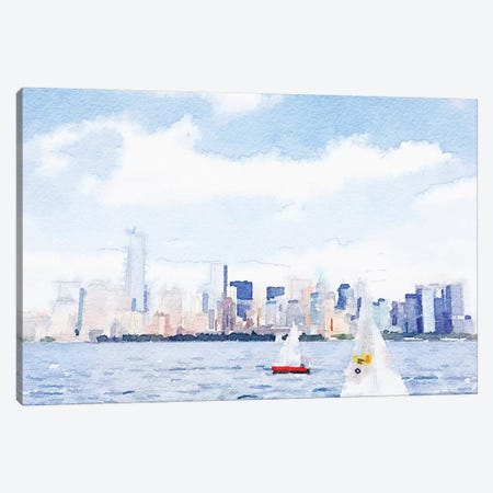 Watercolor NYC Skyline II Canvas Print #NLA42} by Nola James Canvas Print