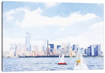 Watercolor NYC Skyline II Canvas Art Print
