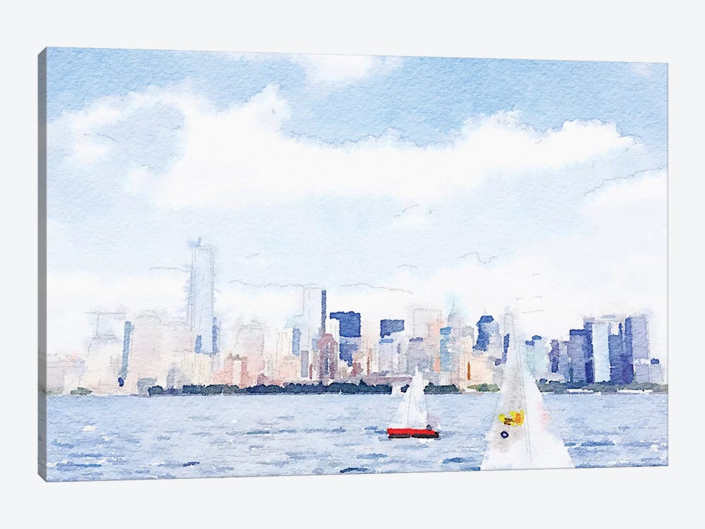 Watercolor NYC Skyline II by Nola James 1-piece Canvas Print