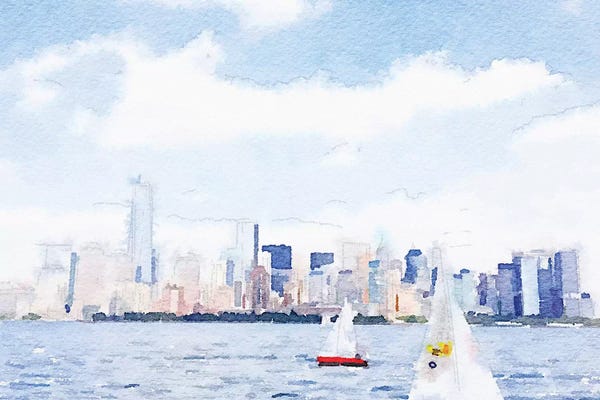 Nola James: Watercolor NYC Skyline II by Nola James