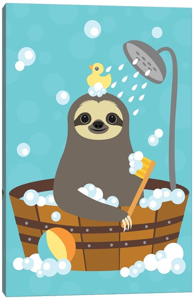 Bathing Sloth Canvas Art Print