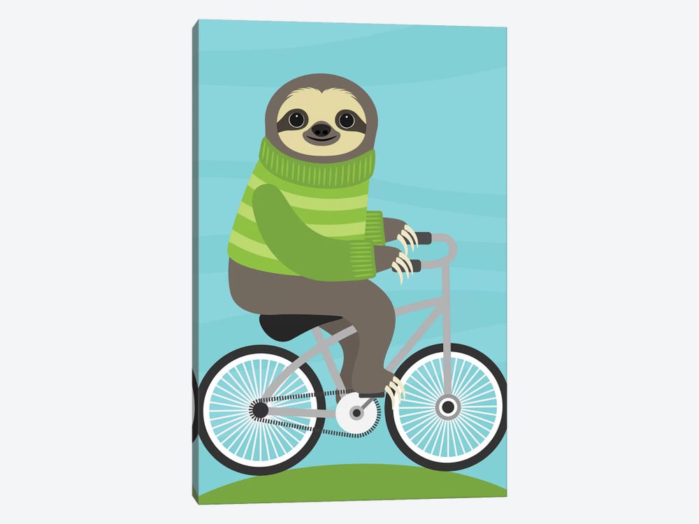 Cycling Sloth by Nancy Lee 1-piece Canvas Art