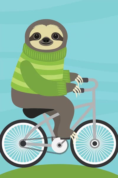 Kids Transportation Art: Cycling Sloth by Nancy Lee