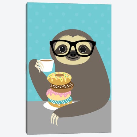 Snacking Sloth Canvas Print #NLE6} by Nancy Lee Canvas Artwork