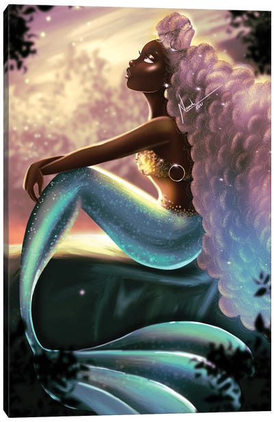 Sitting Pretty Canvas Art Print - Mermaid Art