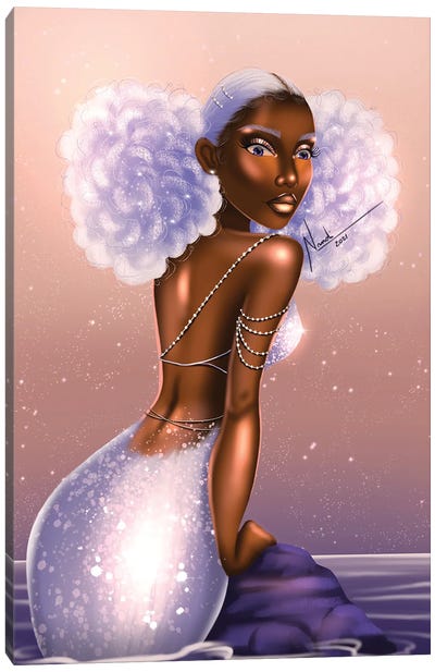 Lavender Mermaid Canvas Art Print - Nandi L. Fernandez