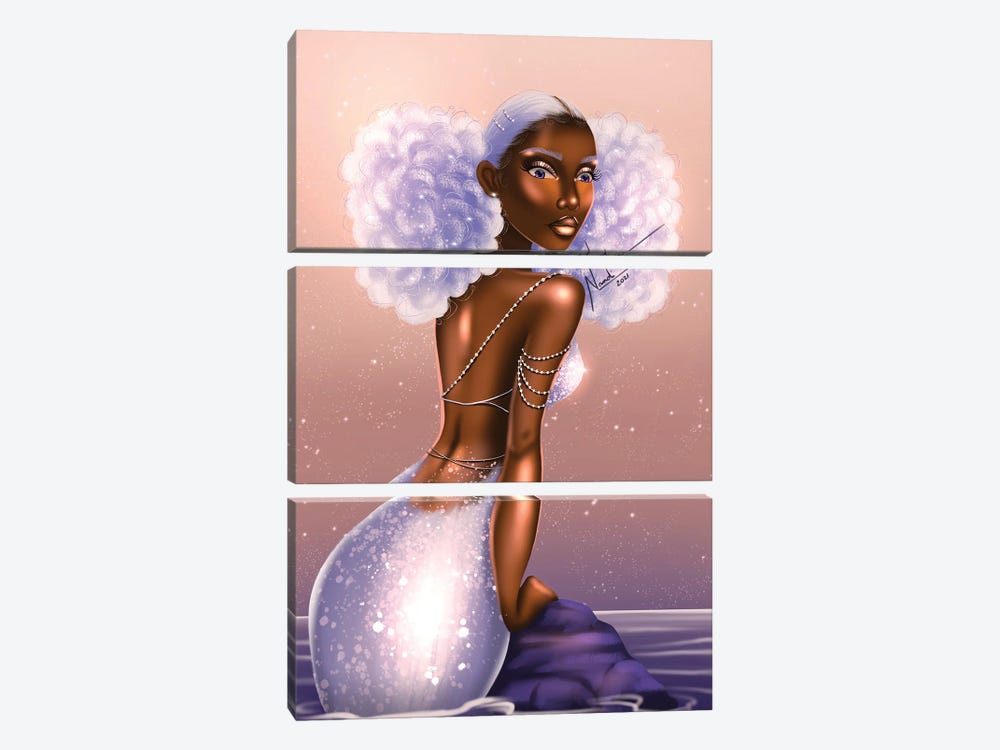 Lavender Mermaid by Nandi L. Fernandez 3-piece Canvas Artwork