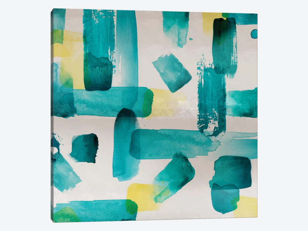 Aqua Abstract Square I by Northern Lights 1-piece Canvas Art