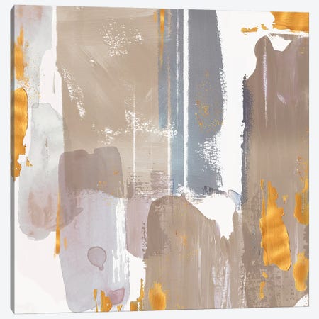 Icescape Abstract Grey Gold I Canvas Print #NLI26} by Northern Lights Canvas Artwork