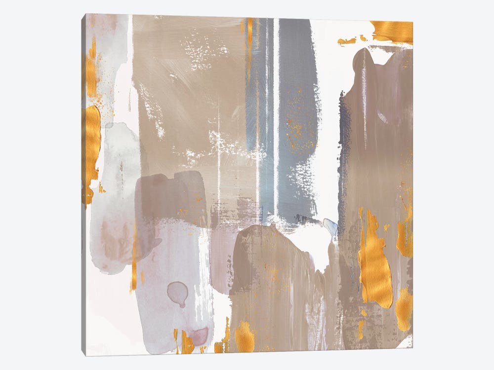 Icescape Abstract Grey Gold I by Northern Lights 1-piece Canvas Wall Art