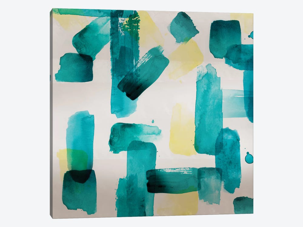 Aqua Abstract Square II by Northern Lights 1-piece Canvas Art Print