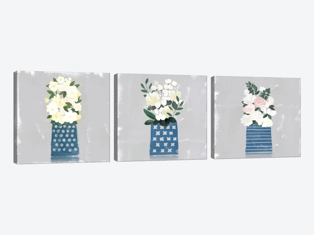Contemporary Flower Jar Triptych by Northern Lights 3-piece Canvas Artwork