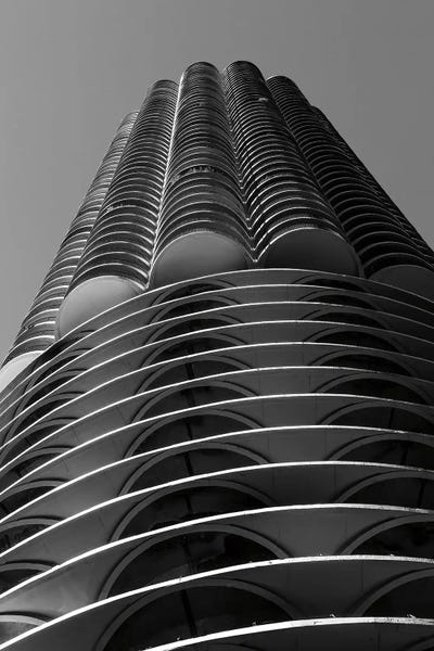 Nathan Larson: Chicago Skyline Marina City III BW by Nathan Larson