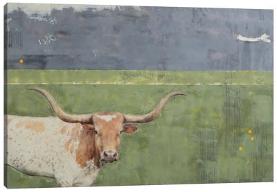 In Sweet Pastures I Roam Canvas Art Print - Longhorn Art