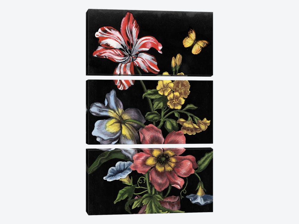 Dark Floral I 3-piece Canvas Art Print