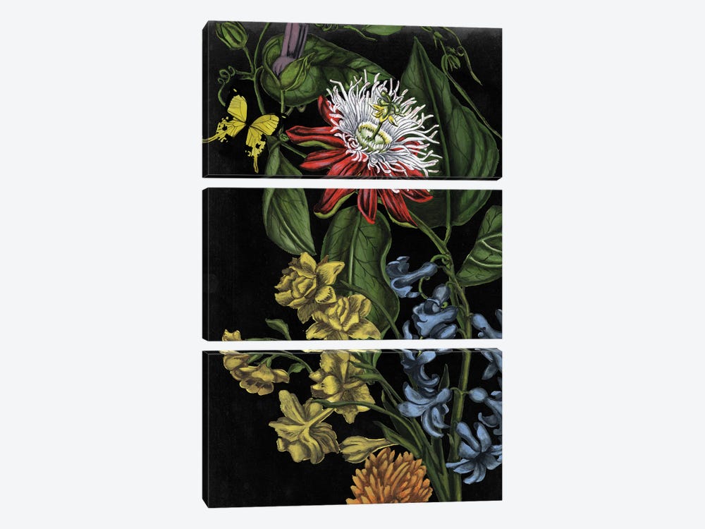 Dark Floral III 3-piece Canvas Print