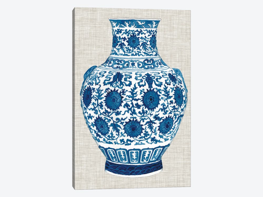 Ming Vase On Linen V by Naomi McCavitt 1-piece Canvas Art