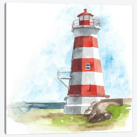 Watercolor Lighthouse I Canvas Print #NMC72} by Naomi McCavitt Canvas Print