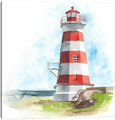 Watercolor Lighthouse I Canvas Art Print - Naomi McCavitt