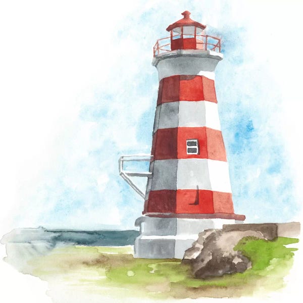 Kids Nautical Art: Watercolor Lighthouse I by Naomi McCavitt