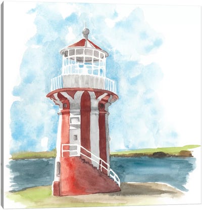 Watercolor Lighthouse III Canvas Art Print - Naomi McCavitt