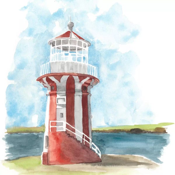 Kids Nautical Art: Watercolor Lighthouse III by Naomi McCavitt