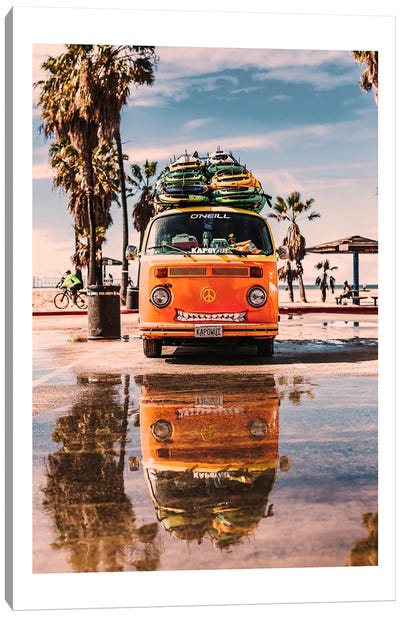 Camper Van Beach Canvas Art Print - Volkswagen