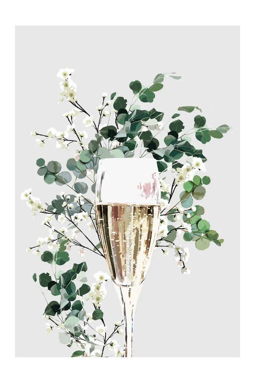 Champagne Glass Grey by Naomi Davies wall art