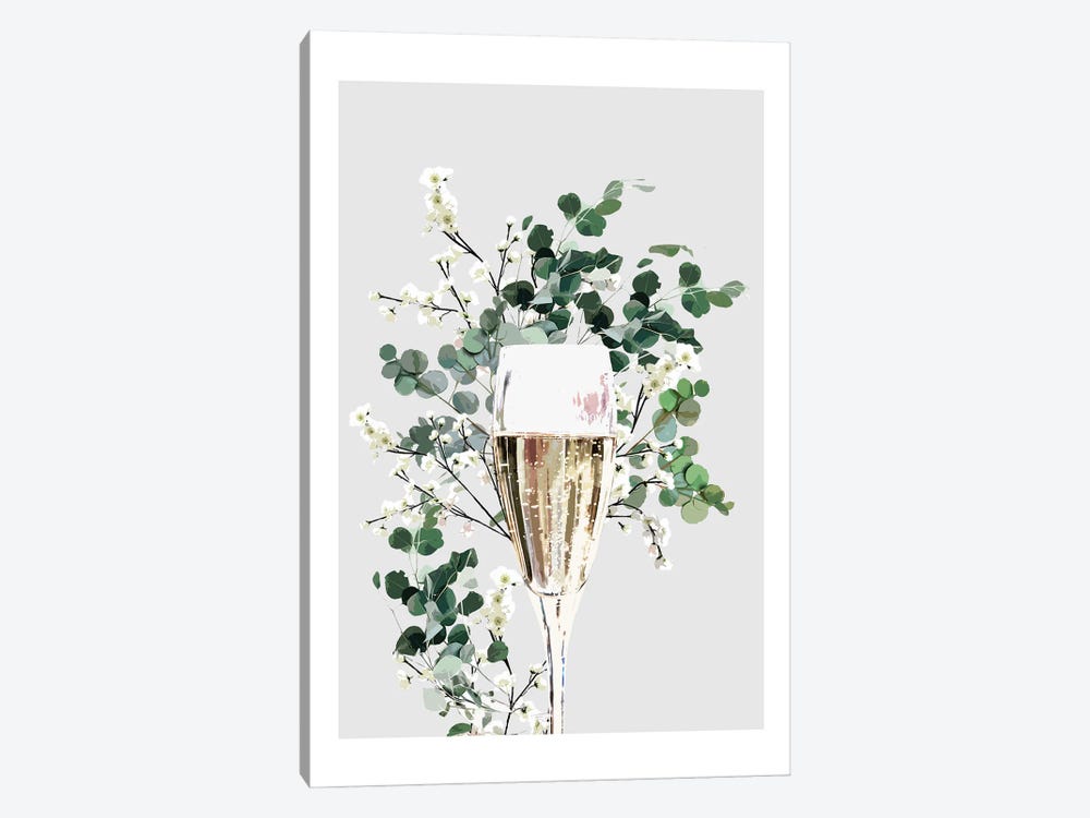 Champagne Glass Grey by Naomi Davies 1-piece Art Print