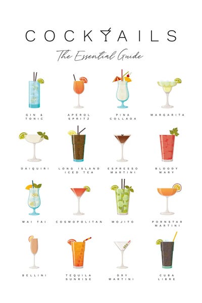 Cocktail Guide Canvas Art Print by Naomi Davies | iCanvas