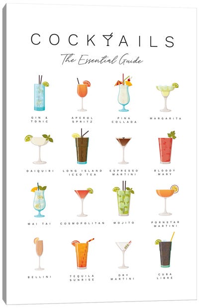 Cocktail Guide Canvas Art Print - Liquor Art