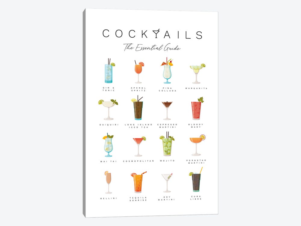 Cocktail Guide by Naomi Davies 1-piece Canvas Artwork