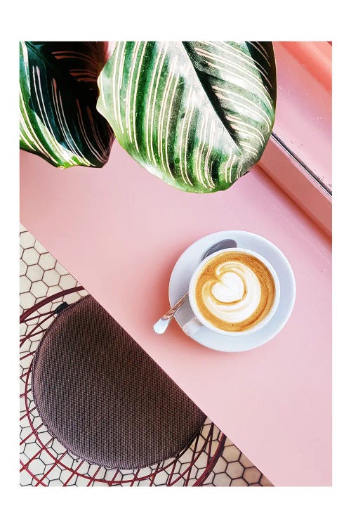 Pink Coffee Poster by Naomi Davies wall art
