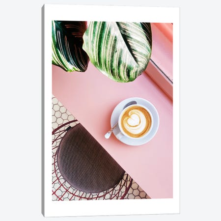 Pink Coffee Poster Canvas Print #NMD108} by Naomi Davies Canvas Art