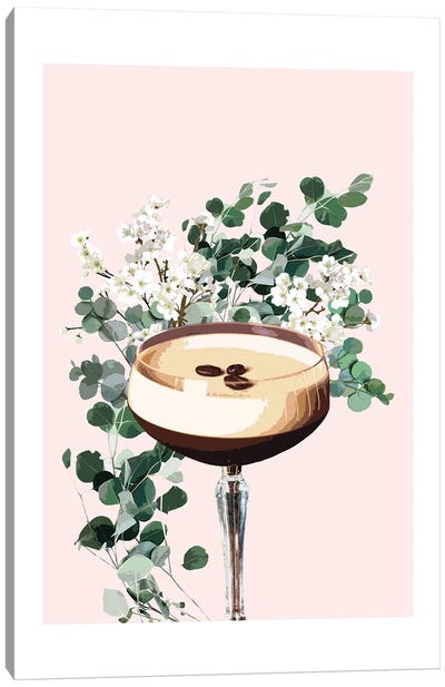 Espresso Martini Pink Cocktail Canvas Art Print - Naomi Davies