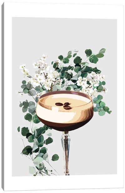 Espresso Martini Grey Cocktail Canvas Art Print - Naomi Davies