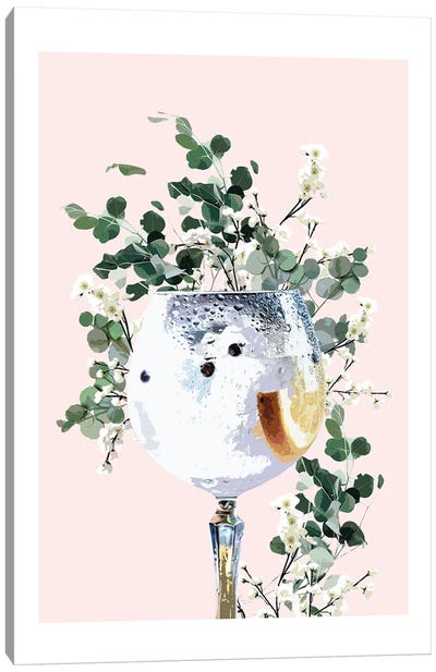 Gin And Tonic Pink Cocktail Canvas Art Print - Gin & Tonic
