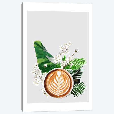 Latte Coffee Grey Canvas Print #NMD124} by Naomi Davies Art Print
