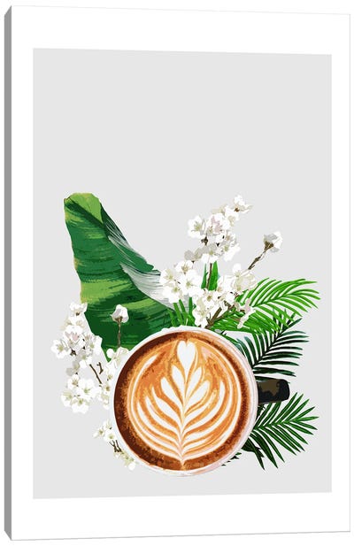 Latte Coffee Grey Canvas Art Print - Naomi Davies