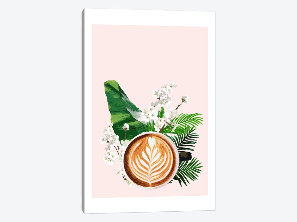 Latte Coffee Pink by Naomi Davies 1-piece Canvas Wall Art