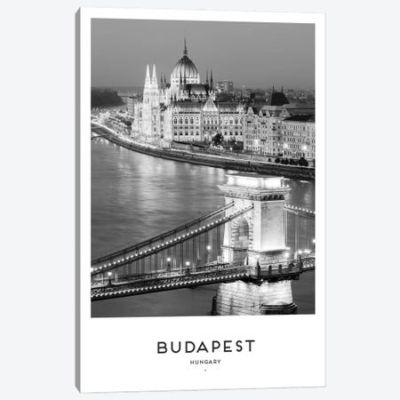 Budapest Prague Black And White Canvas Print #NMD12} by Naomi Davies Canvas Wall Art