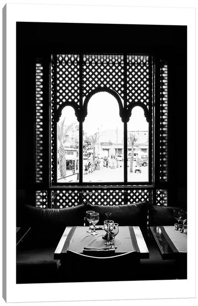 Moroccan Black And White Window Canvas Art Print - Moroccan Culture