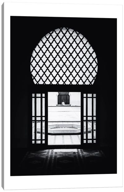 Window In Morocco Black And White Canvas Art Print - Morocco