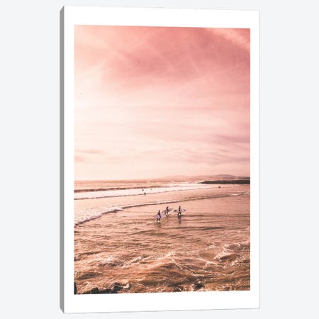 Surfer Sunset Beach Canvas Print #NMD139} by Naomi Davies Art Print