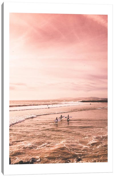 Surfer Sunset Beach Canvas Art Print - Naomi Davies