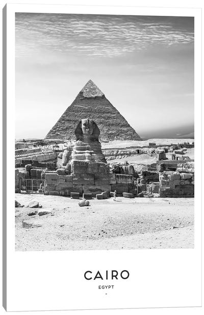 Cairo Egypt Black And White Canvas Art Print - Great Sphinx of Giza