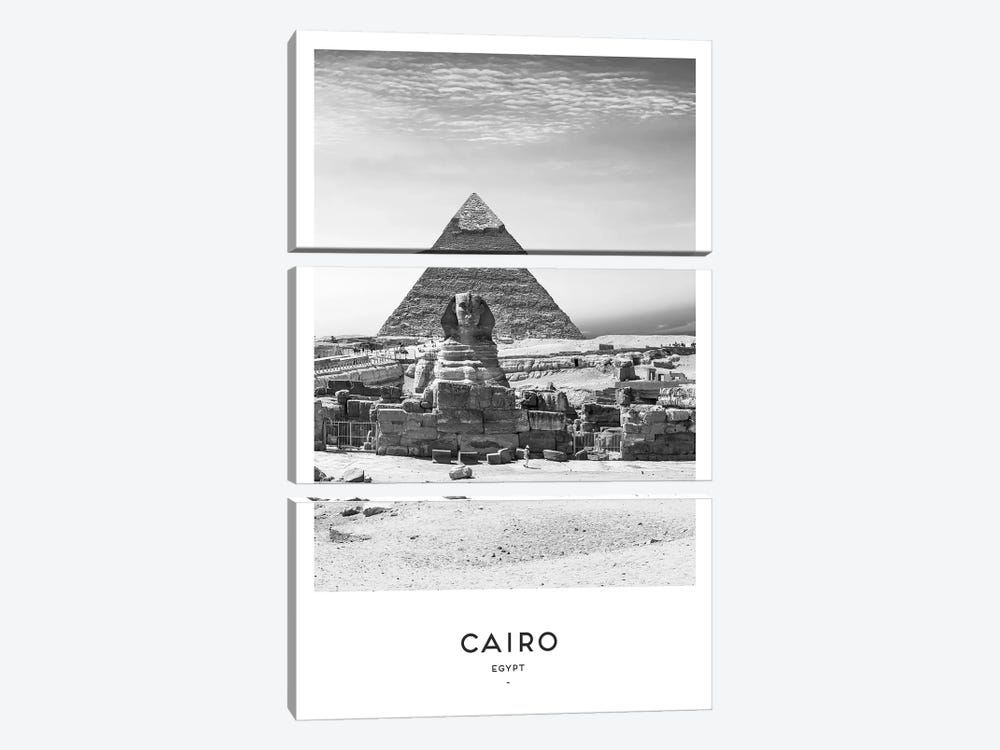 Cairo Egypt Black And White by Naomi Davies 3-piece Canvas Print