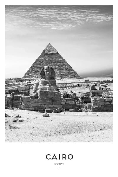 Pyramids: Cairo Egypt Black And White by Naomi Davies