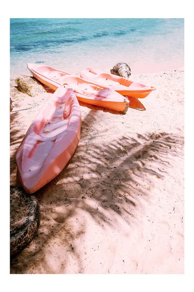 Pink Canoe Beach by Naomi Davies canvas print