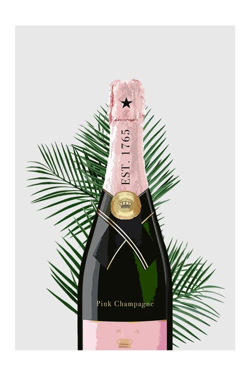 Pink Champagne Bottle Grey